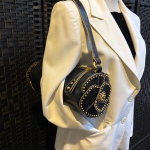 MAXX New York Black Leather Satchel Handbag